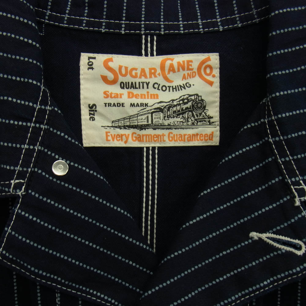 SUGAR CANE シュガーケーン SC14372 9oz WABASH STRIPE WORK COAT ウォバッシュ ストライプ カバーオール ジャケット インディゴブルー系 40【美品】【中古】
