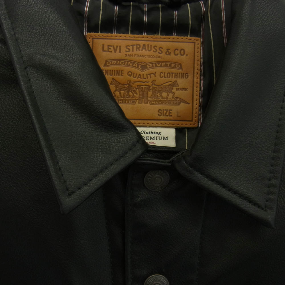 Levi's リーバイス A5019-0000 JAPAN LIMITED LEATHER TRUCKER JACKET レザー トラッカー ジャケット ブラック系 L【中古】
