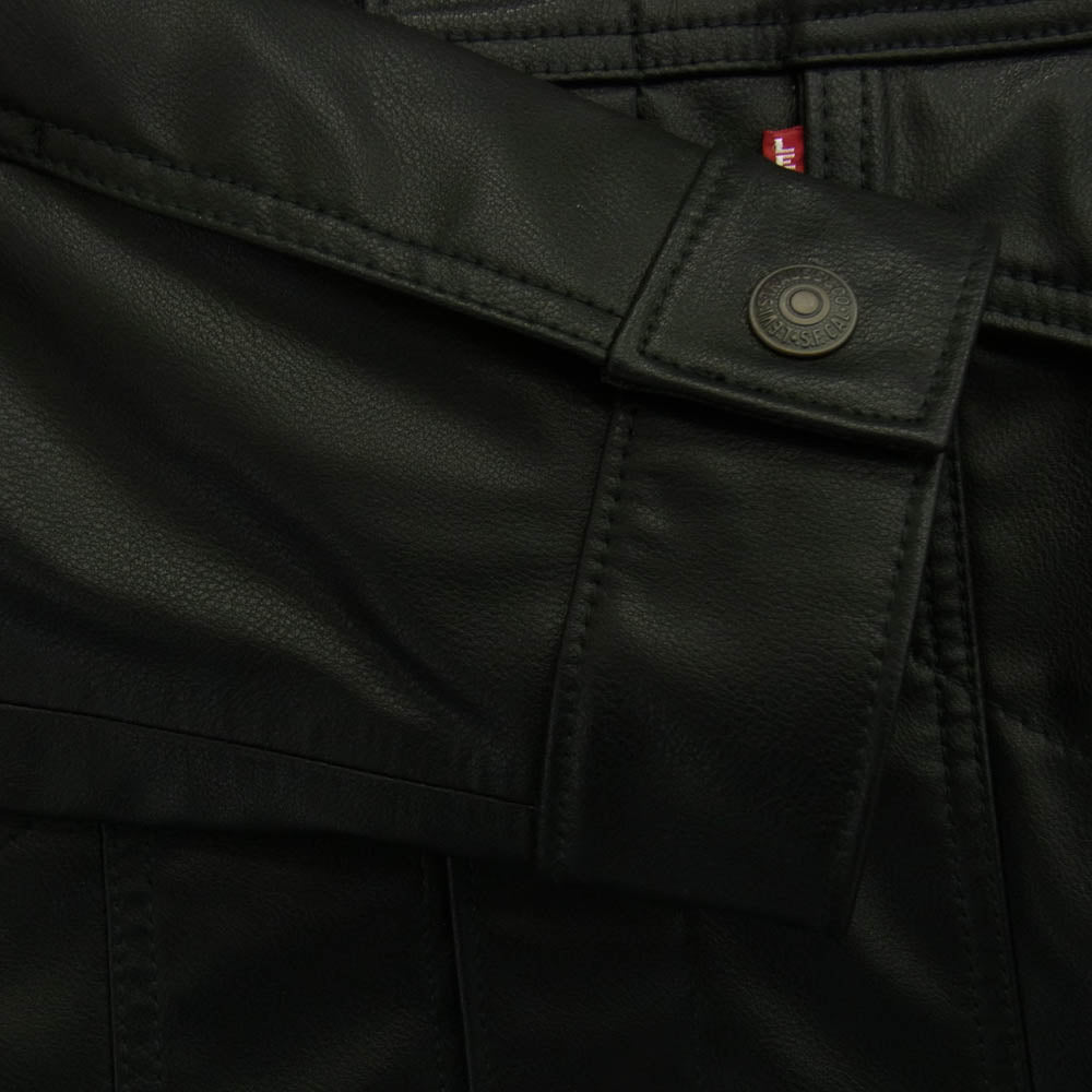 Levi's リーバイス A5019-0000 JAPAN LIMITED LEATHER TRUCKER JACKET レザー トラッカー ジャケット ブラック系 L【中古】