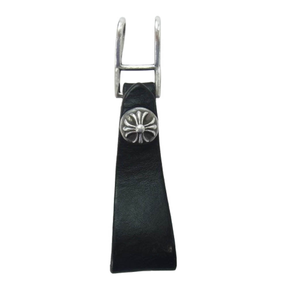 CHROME HEARTS クロムハーツ（原本無） BELT LOOP クロスボール ボタン レザー ベルト ループ ブラック系【中古】