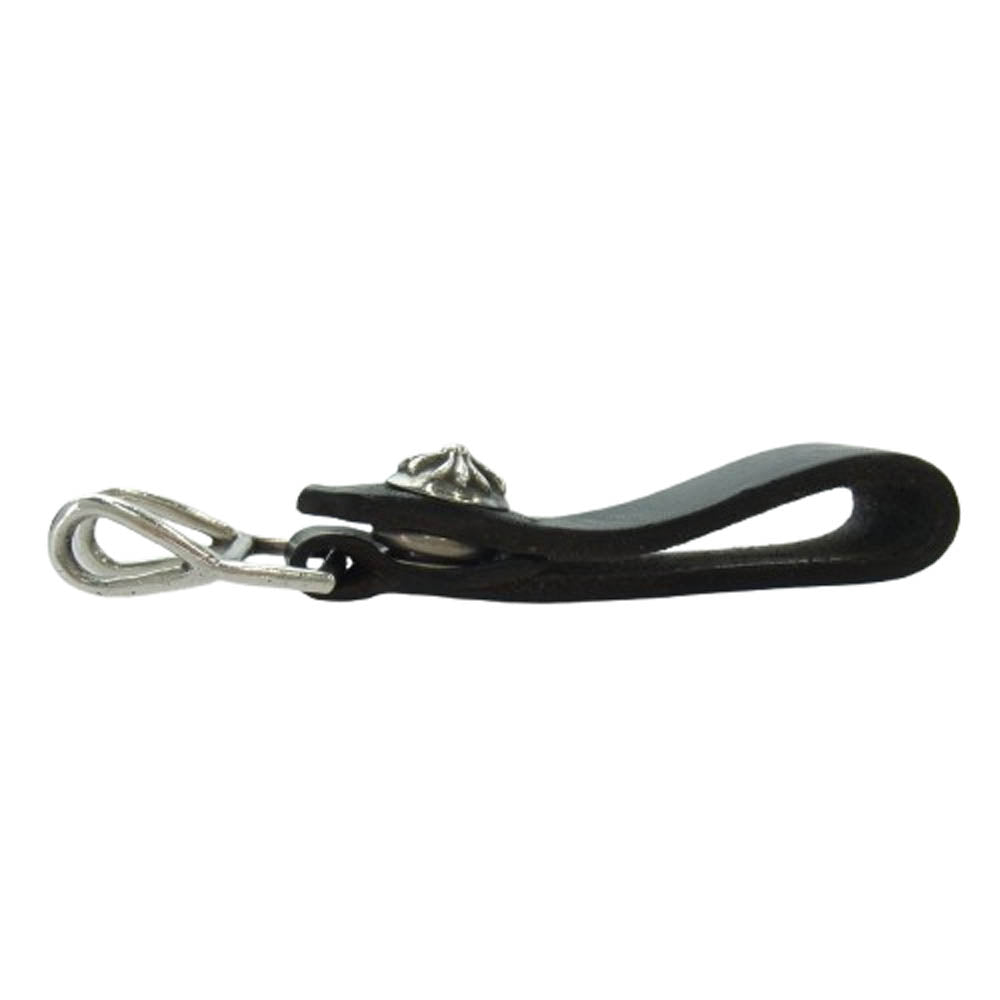 CHROME HEARTS クロムハーツ（原本無） BELT LOOP クロスボール ボタン レザー ベルト ループ ブラック系【中古】