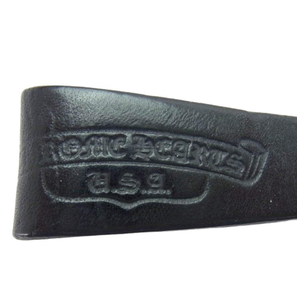 CHROME HEARTS クロムハーツ（原本無） BELT LOOP クロスボール ボタン レザー ベルト ループ ブラック系【中古】