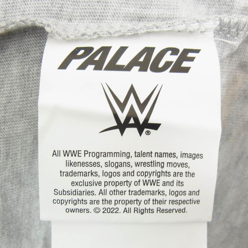 PALACE パレス x WWE Mankind Sock T-Shirt マンカインド ソック フォトグラフィック クルーネック 半袖Tシャツ グレー系 L【美品】【中古】