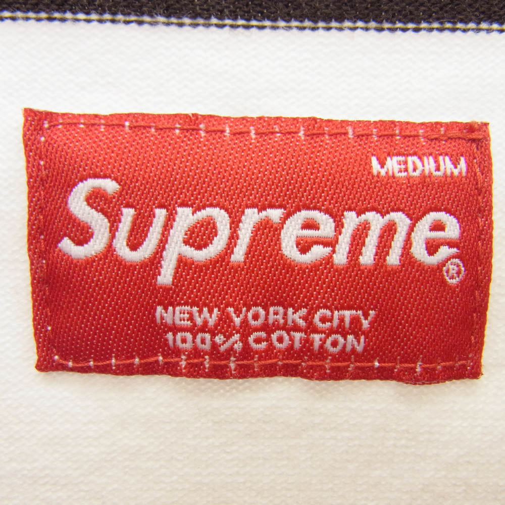 Supreme シュプリーム Double Stripe Polo ストライプ 長袖 ポロシャツ ラガー シャツ ホワイト系 マルチカラー系 M【中古】