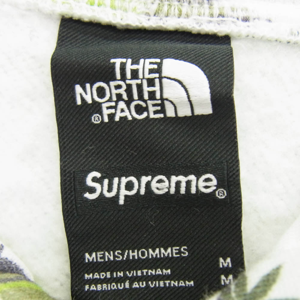 Supreme シュプリーム 23AW NT52301I ×THE NORTH FACE ザ ノースフェイス Leaf Hooded Sweatshirt リーフ フーデッド スウェットシャツ フーディ パーカー オフホワイト系 グリーン系 M【中古】