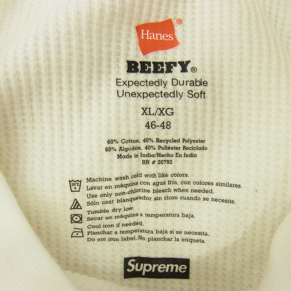 Supreme シュプリーム Hanes Thermal Crew ヘインズ サーマル クルーネック 長袖 Tシャツ ホワイト系 XL【中古】