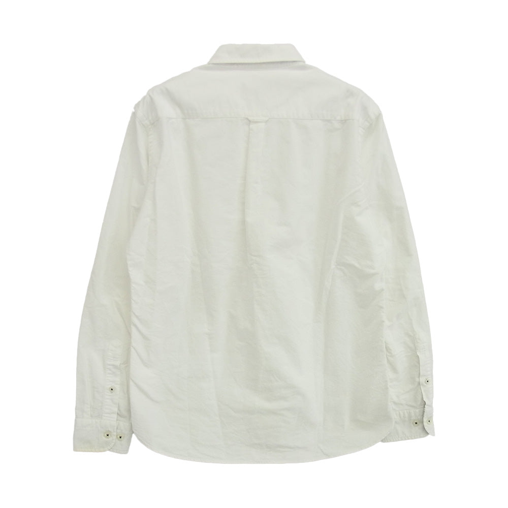 BURBERRY BLACK LABEL バーバリーブラックレーベル D1M07-606-02 ポケット 刺?ロゴ ボタンダウン コットン 長袖シャツ オフホワイト系 2【中古】