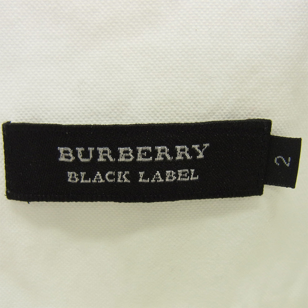 BURBERRY BLACK LABEL バーバリーブラックレーベル D1M07-606-02 ポケット 刺?ロゴ ボタンダウン コットン 長袖シャツ オフホワイト系 2【中古】