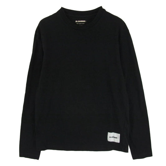 JIL SANDER+ ジルサンダープラス J47GC0002 J45048 裾ロゴ ラベルタグ クルーネック カットソー ロンT 長袖 Tシャツ ブラック系 M【中古】