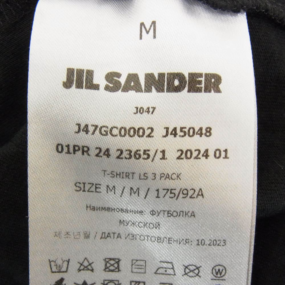 JIL SANDER+ ジルサンダープラス J47GC0002 J45048 裾ロゴ ラベルタグ クルーネック カットソー ロンT 長袖 Tシャツ ブラック系 M【中古】
