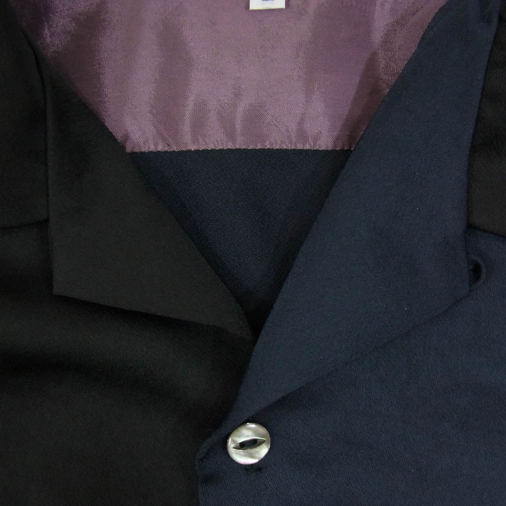 Needles ニードルス MR463 × THE TOKYO S S Classic Shirt - Poly Sateen＆Emb．ザ トウキョウ クレイジーパターン オープンカラー 半袖シャツ ブラック系 L【中古】