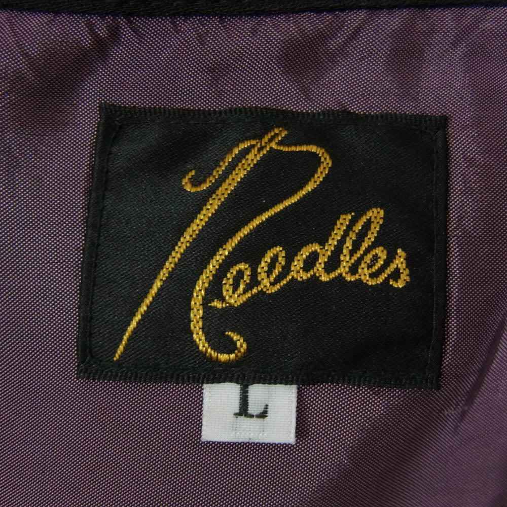Needles ニードルス MR463 × THE TOKYO S S Classic Shirt - Poly Sateen＆Emb．ザ トウキョウ クレイジーパターン オープンカラー 半袖シャツ ブラック系 L【中古】