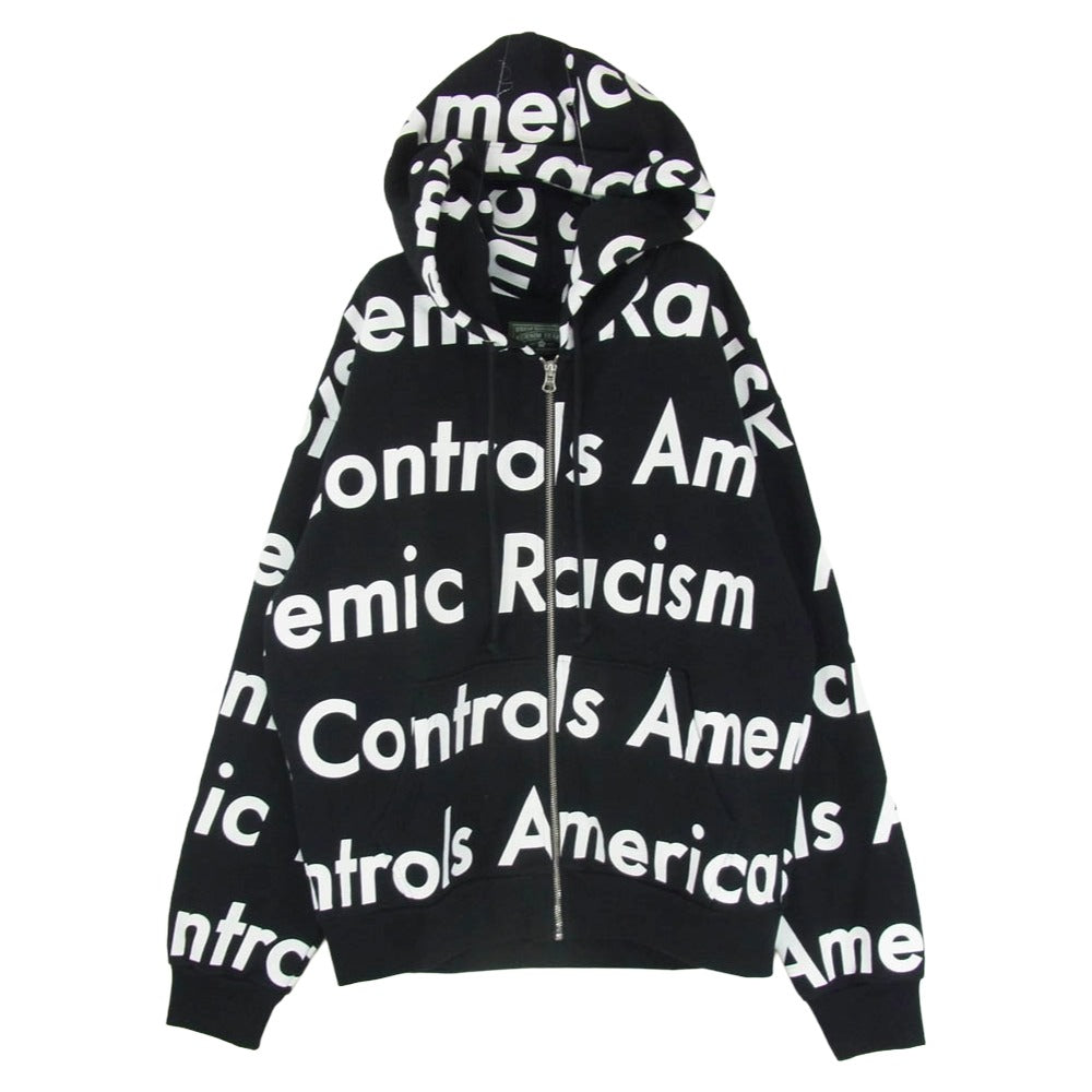 デニムティアーズ Systemic Racism Controls America Zip Up Hoodie スウェット パーカー フーディー ジップアップ ブラック系 ホワイト系 L【中古】