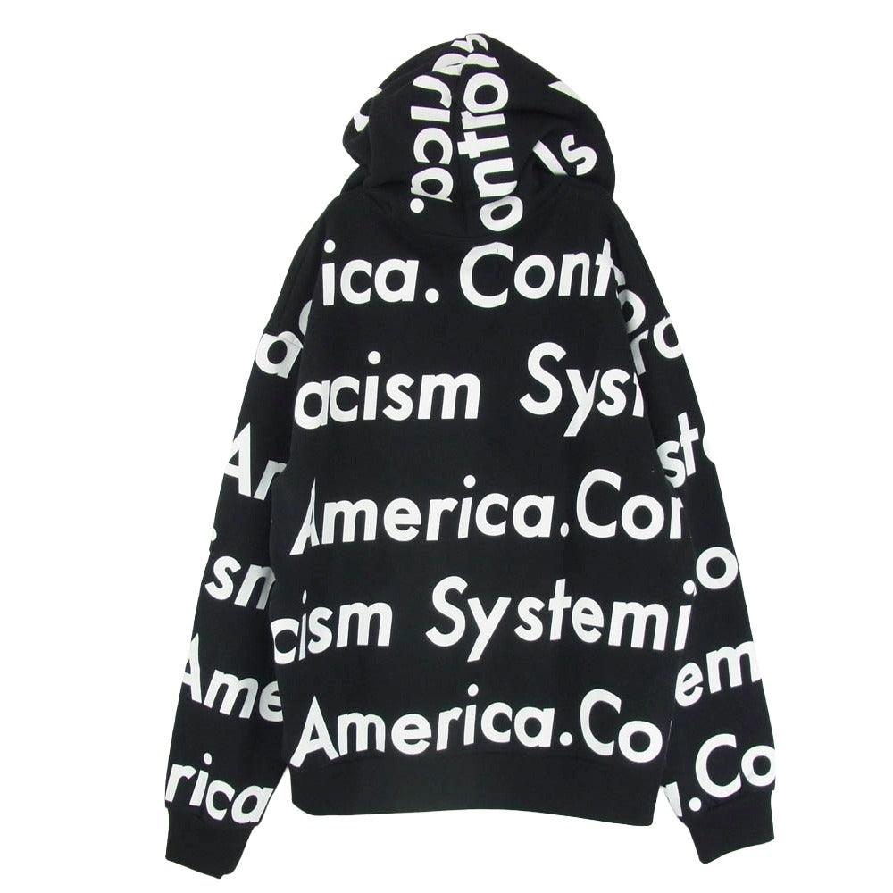 デニムティアーズ Systemic Racism Controls America Zip Up Hoodie スウェット パーカー フーディー ジップアップ ブラック系 ホワイト系 L【中古】