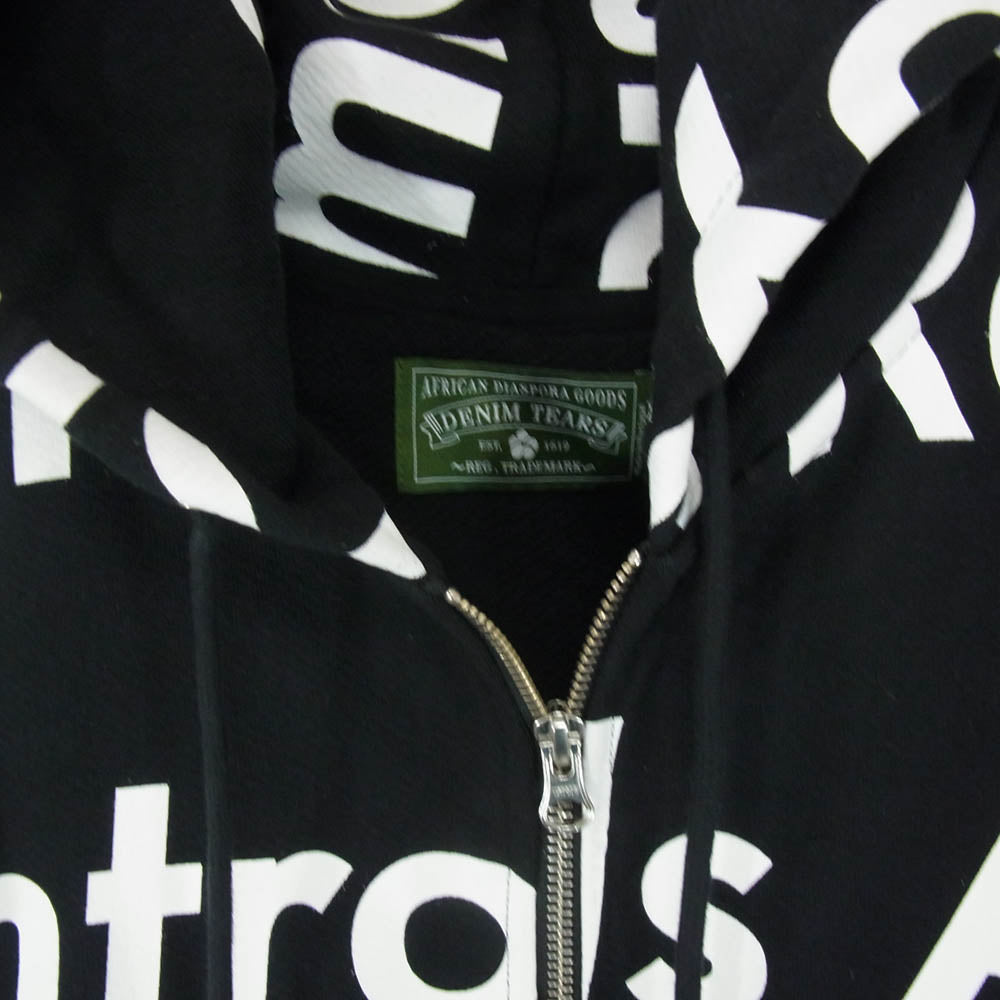 デニムティアーズ Systemic Racism Controls America Zip Up Hoodie スウェット パーカー フーディー ジップアップ ブラック系 ホワイト系 L【中古】
