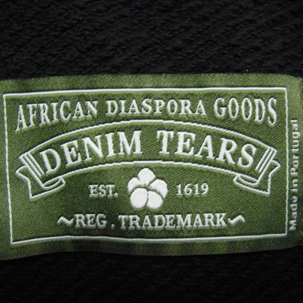 デニムティアーズ Systemic Racism Controls America Zip Up Hoodie スウェット パーカー フーディー ジップアップ ブラック系 ホワイト系 L【中古】