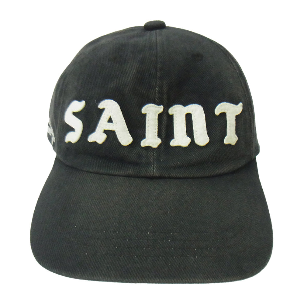 SAINT MICHAEL セントマイケル 25SS SM-HR8-0000-079 SAINT 6PANEL CAP キャップ USED 加工 ロゴワッペン 6パネル キャップ ブラック系 OS【中古】