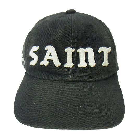 SAINT MICHAEL セントマイケル 25SS SM-HR8-0000-079 SAINT 6PANEL CAP キャップ USED 加工 ロゴワッペン 6パネル キャップ ブラック系 OS【中古】