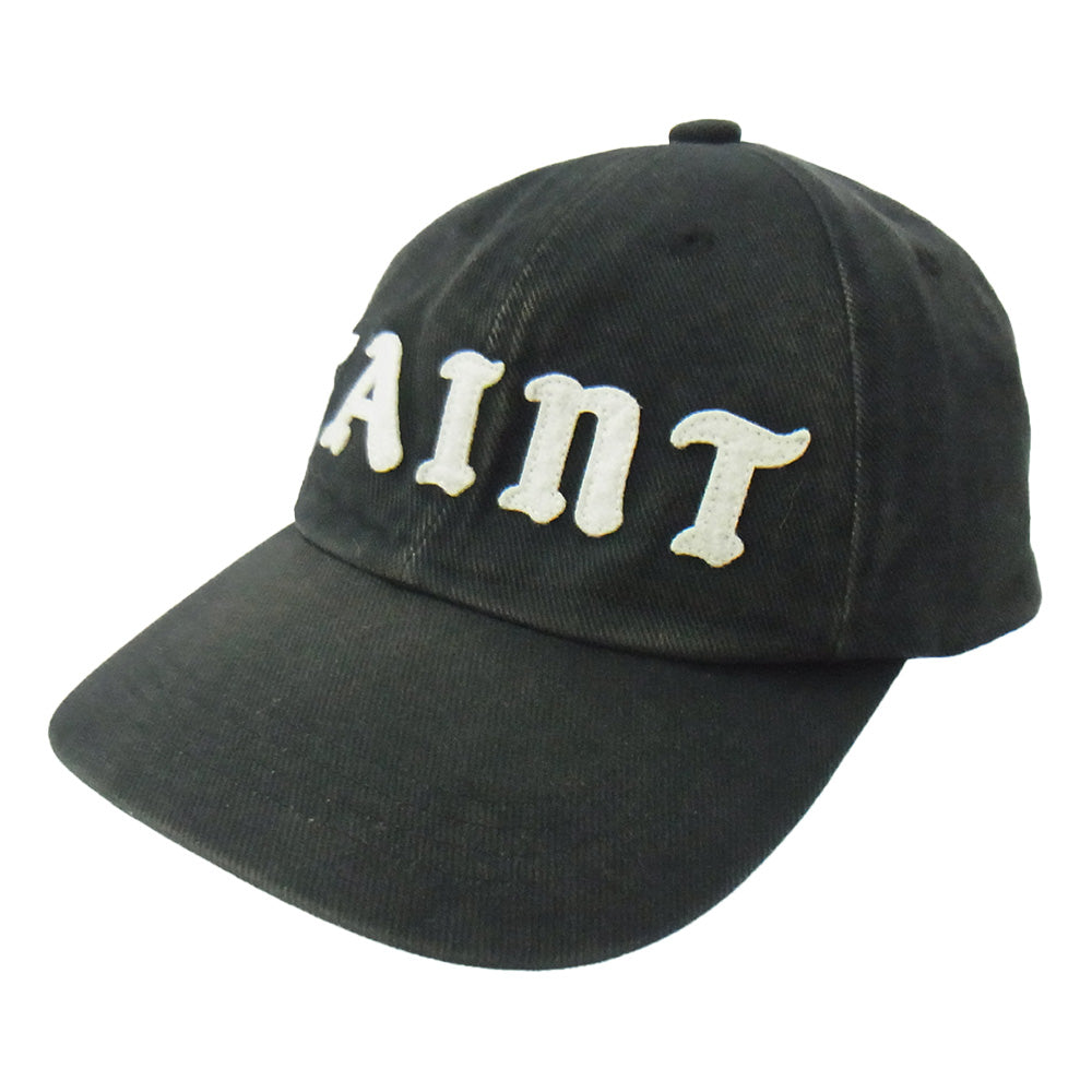 SAINT MICHAEL セントマイケル 25SS SM-HR8-0000-079 SAINT 6PANEL CAP キャップ USED 加工 ロゴワッペン 6パネル キャップ ブラック系 OS【中古】