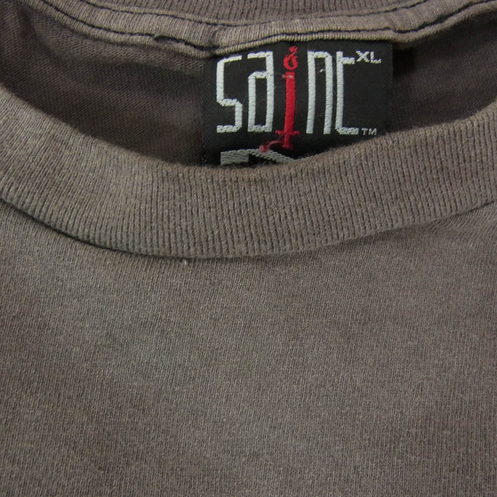 SAINT MICHAEL セントマイケル 21AW EU-A21-0000-055 × Emotionally Unavailable EU STM LS T エモーショナリーアンアベイラブル プリント ロングスリーブ USED 加工 長袖 Tシャツ カットソー チャコール系 XL【中古】