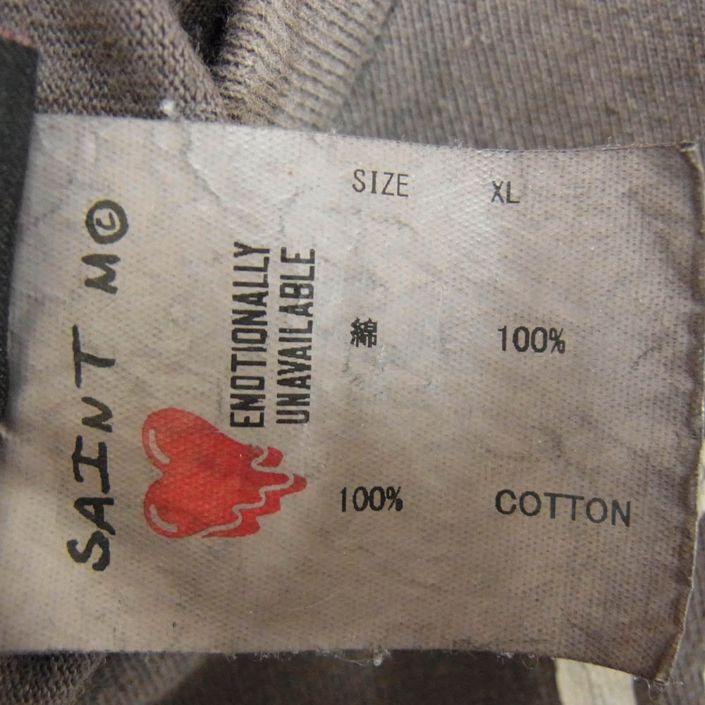 SAINT MICHAEL セントマイケル 21AW EU-A21-0000-055 × Emotionally Unavailable EU STM LS T エモーショナリーアンアベイラブル プリント ロングスリーブ USED 加工 長袖 Tシャツ カットソー チャコール系 XL【中古】