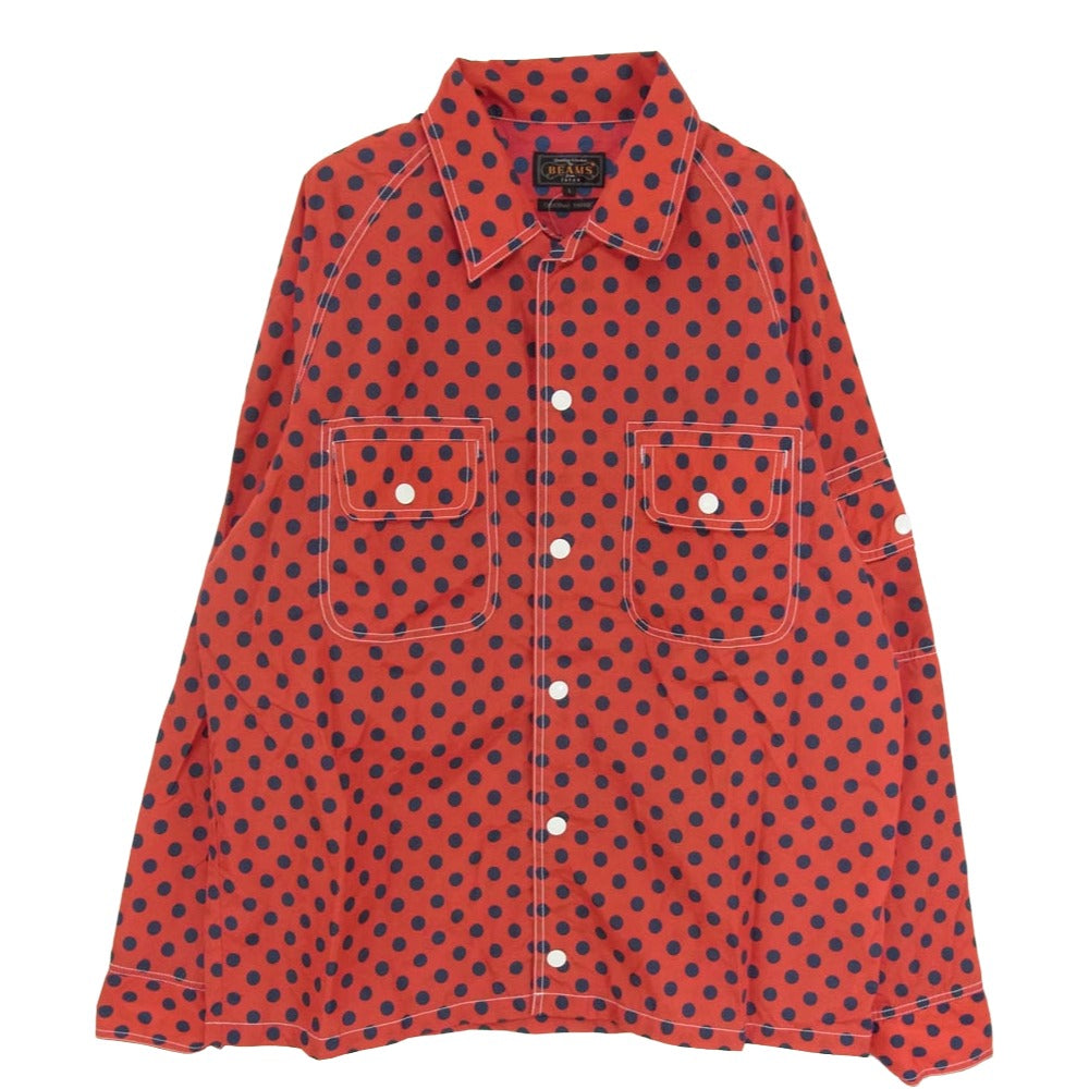 BEAMS ビームス 38-18-0462-791 Sports SHT-JAC Nylon Print スポーツ シャツジャケット 水玉柄 ナイロン プリント レッド系 L【中古】