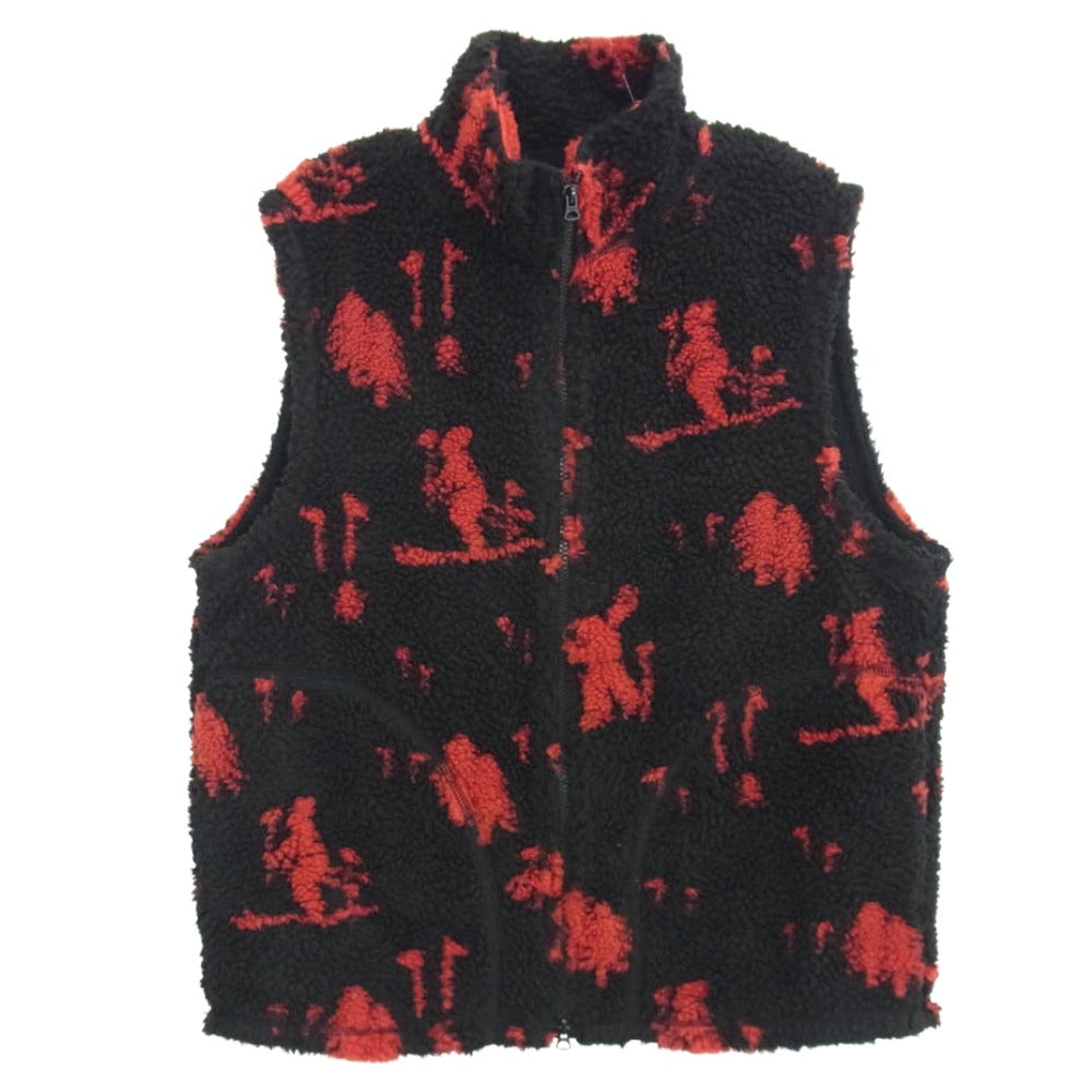 BEAMS ビームス 38-06-0114-791 Stand Collar Zip Vest Jacquard Boa スタンド カラー ジップ ベスト ジャカード ボア レッド系 M【中古】