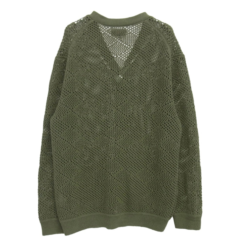 BEAMS ビームス 38-15-0176-156 Cardigan Argyle Mesh カーディガン アーガイル メッシュ モスグリーン系 XL【中古】