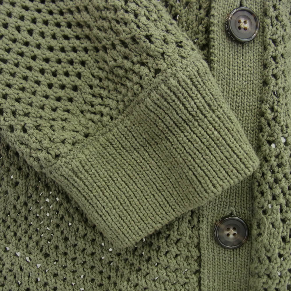 BEAMS ビームス 38-15-0176-156 Cardigan Argyle Mesh カーディガン アーガイル メッシュ モスグリーン系 XL【中古】