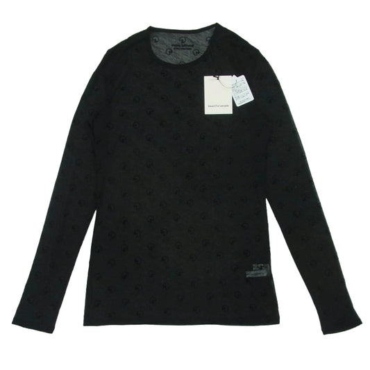 beautiful people ビューティフルピープル 1535310039 PAC-MAN sheer jersey crew neck top パックマン シアー ジャージー クルーネック トップ 長袖 Tシャツ ブラック系 36【新古品】【未使用】【中古】