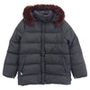 MONCLER モンクレール 茶タグ スナップボタン ジップアップ ファー ダウン ジャケット ブラック系 1【中古】