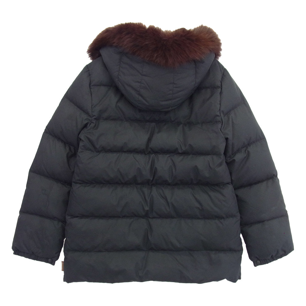 MONCLER モンクレール 茶タグ スナップボタン ジップアップ ファー ダウン ジャケット ブラック系 1【中古】