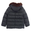 MONCLER モンクレール 茶タグ スナップボタン ジップアップ ファー ダウン ジャケット ブラック系 1【中古】
