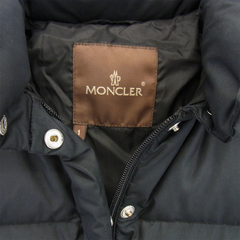 MONCLER モンクレール 茶タグ スナップボタン ジップアップ ファー ダウン ジャケット ブラック系 1【中古】