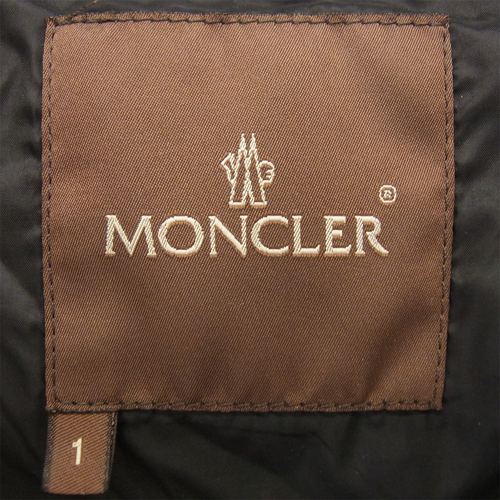 MONCLER モンクレール 茶タグ スナップボタン ジップアップ ファー ダウン ジャケット ブラック系 1【中古】