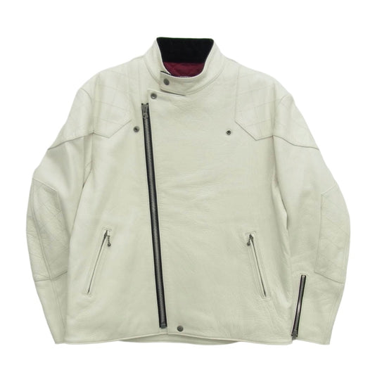 ADDICT CLOTHES アディクトクローズ ad-04 DEERSKIN RESISTANCE JACKET ディアスキン レザー ライダース ジャケット ホワイト系 46【中古】
