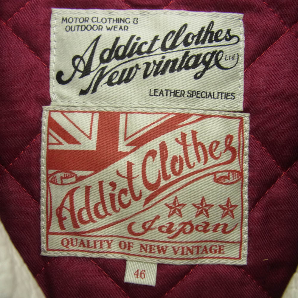 ADDICT CLOTHES アディクトクローズ ad-04 DEERSKIN RESISTANCE JACKET ディアスキン レザー ライダース ジャケット ホワイト系 46【中古】