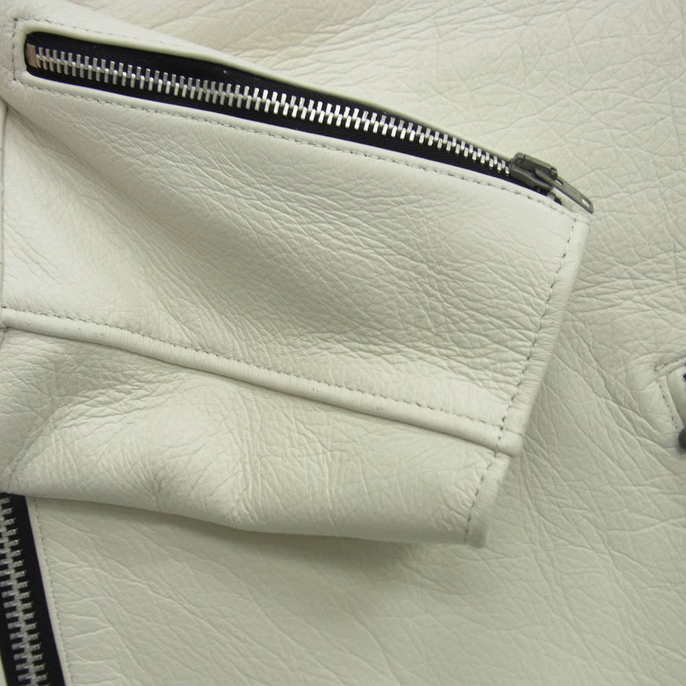 ADDICT CLOTHES アディクトクローズ ad-04 DEERSKIN RESISTANCE JACKET ディアスキン レザー ライダース ジャケット ホワイト系 46【中古】