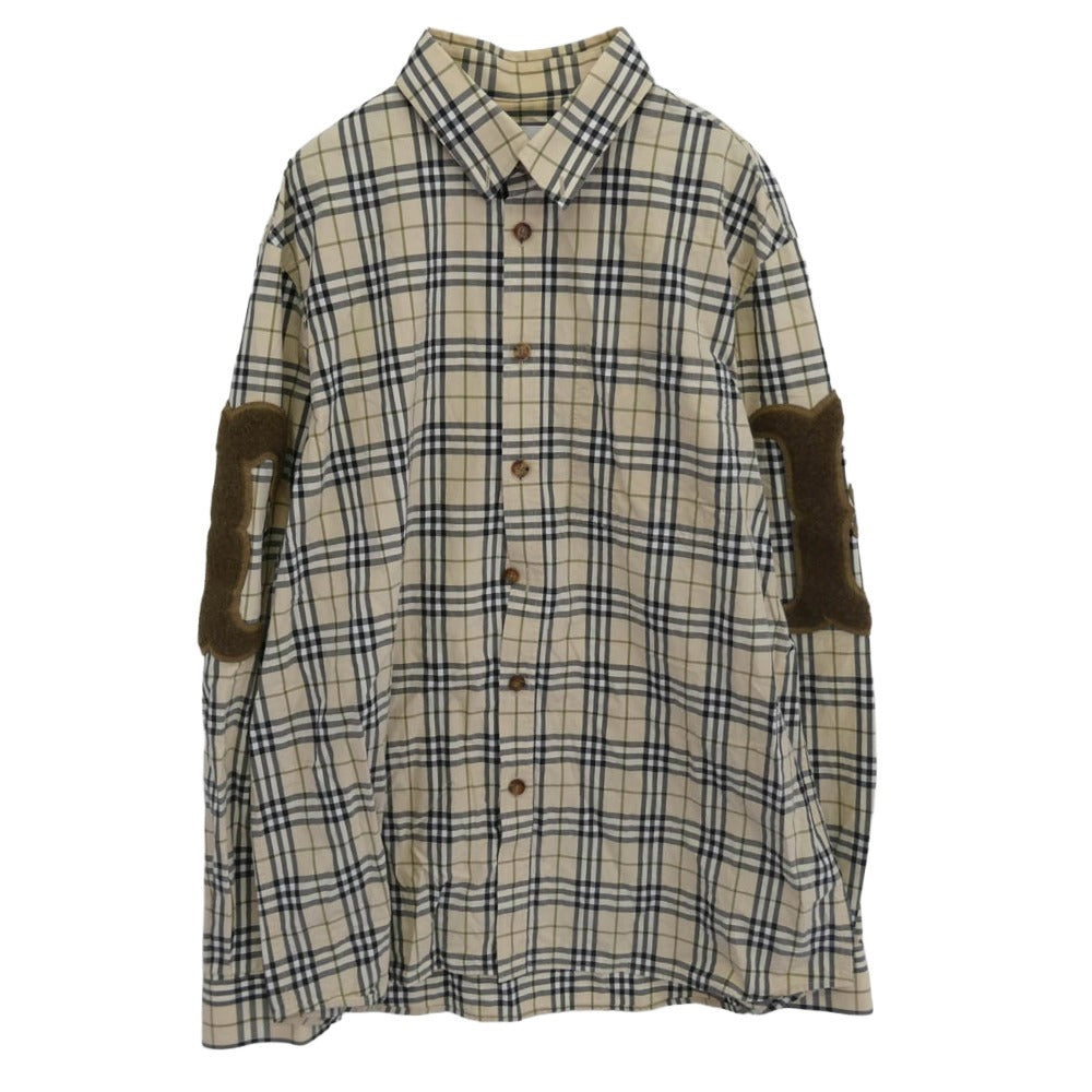 BURBERRY バーバリー 21AW 8042350 ティッシ期 レタードTBパッチ ノバチェック 長袖シャツ ベージュ系 L【中古】