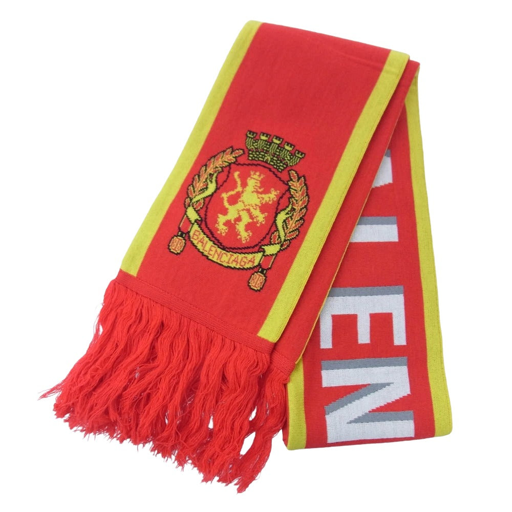 BALENCIAGA バレンシアガ 724010 484B0 × ADIDAS SOCCER SCARF アディダス フリンジ サッカー スカーフ マフラー ストール レッド系【新古品】【未使用】【中古】