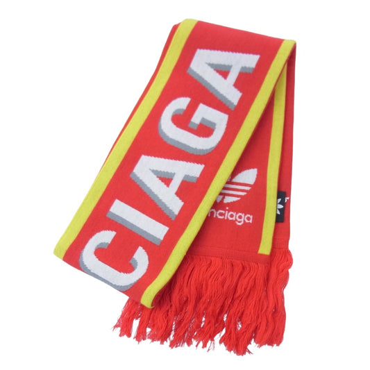 BALENCIAGA バレンシアガ 724010 484B0 × ADIDAS SOCCER SCARF アディダス フリンジ サッカー スカーフ マフラー ストール レッド系【新古品】【未使用】【中古】