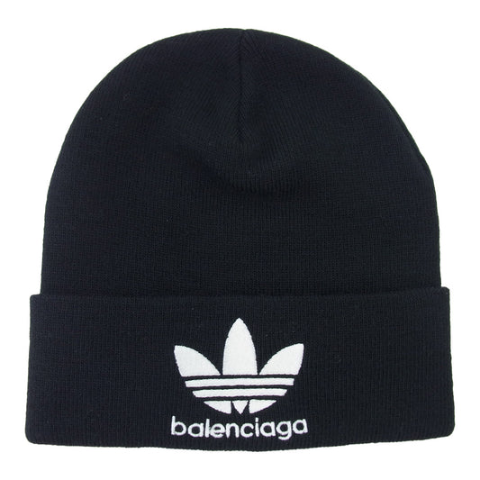 BALENCIAGA バレンシアガ 724009 443B1 × ADIDAS アディダス BEANIE ロゴ ニット ビーニー キャップ 帽子 ブラック系【新古品】【未使用】【中古】
