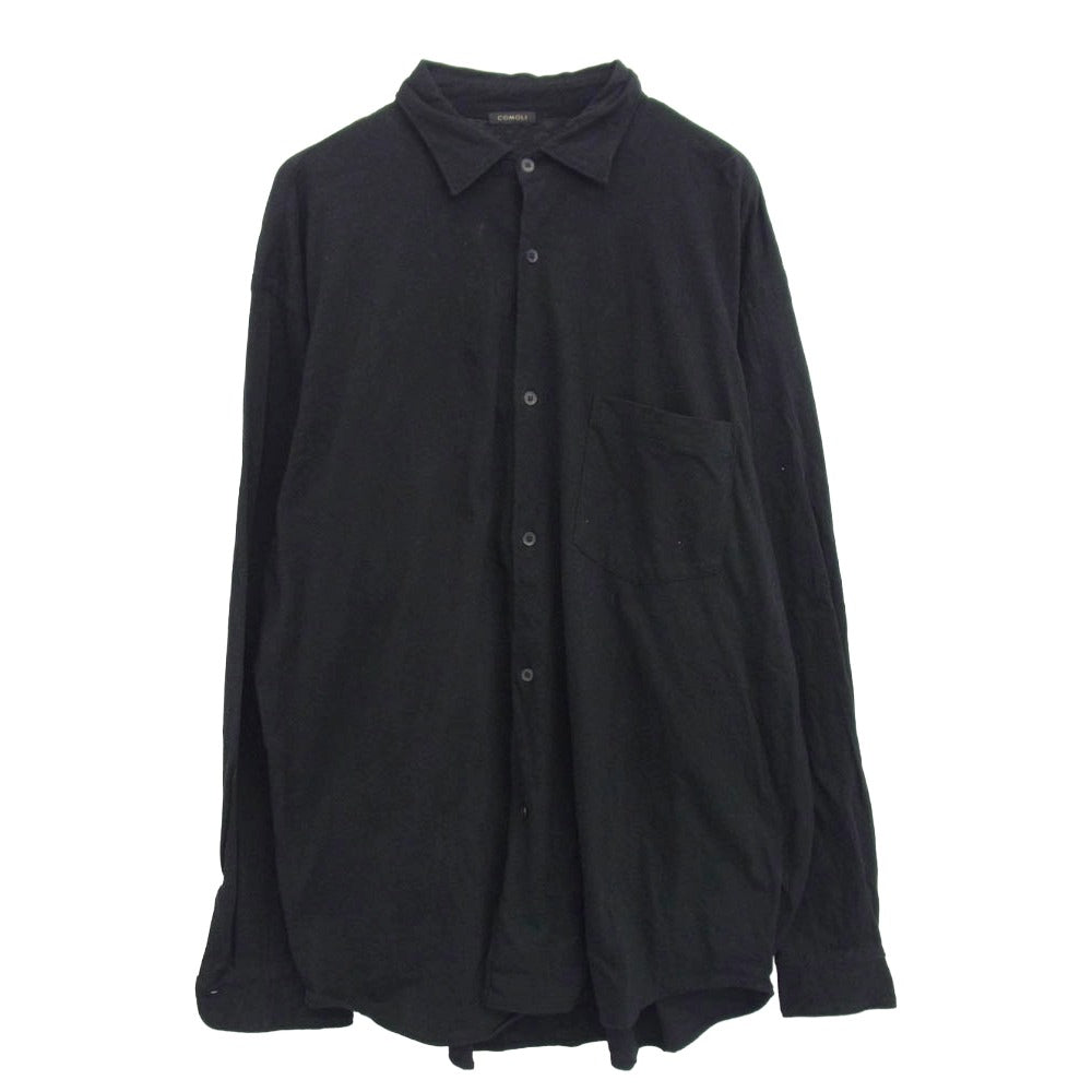 COMOLI コモリ 25SS B01-05040 ジャージ コモリシャツ 長袖シャツ ブラック ダークネイビー系 2【中古】