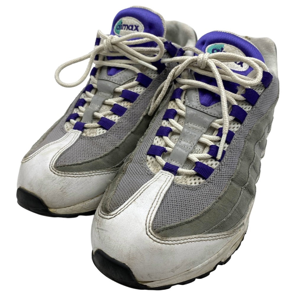 NIKE ナイキ 2015年製 554970-151 Air Max 95 Original White Court Purple Emerald Green Wolf Grey エアマックス95 OG ホワイト コートパープル グレープグラデ ローカットスニーカー 27.5cm【中古】