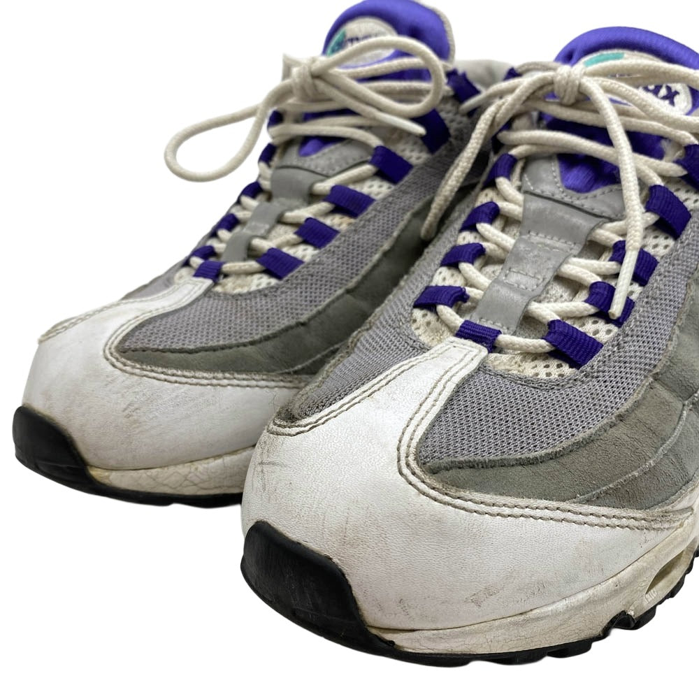 NIKE ナイキ 2015年製 554970-151 Air Max 95 Original White Court Purple Emerald Green Wolf Grey エアマックス95 OG ホワイト コートパープル グレープグラデ ローカットスニーカー 27.5cm【中古】