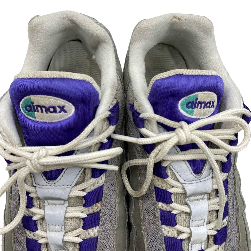 NIKE ナイキ 2015年製 554970-151 Air Max 95 Original White Court Purple Emerald Green Wolf Grey エアマックス95 OG ホワイト コートパープル グレープグラデ ローカットスニーカー 27.5cm【中古】