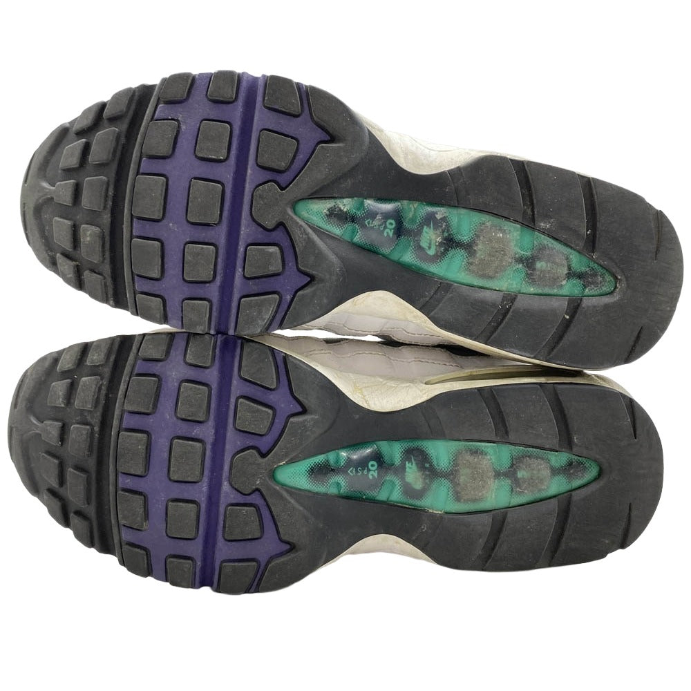NIKE ナイキ 2015年製 554970-151 Air Max 95 Original White Court Purple Emerald Green Wolf Grey エアマックス95 OG ホワイト コートパープル グレープグラデ ローカットスニーカー 27.5cm【中古】