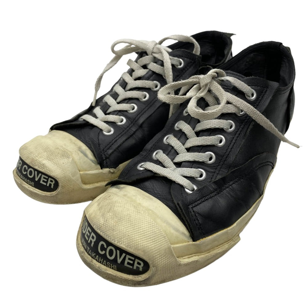 UNDERCOVER アンダーカバー 14AW N9F01 25周年 復刻 TOE LOGO LEATHER SNEAKERS トゥロゴ ローカット レザー スニーカー ブラック系 M【中古】