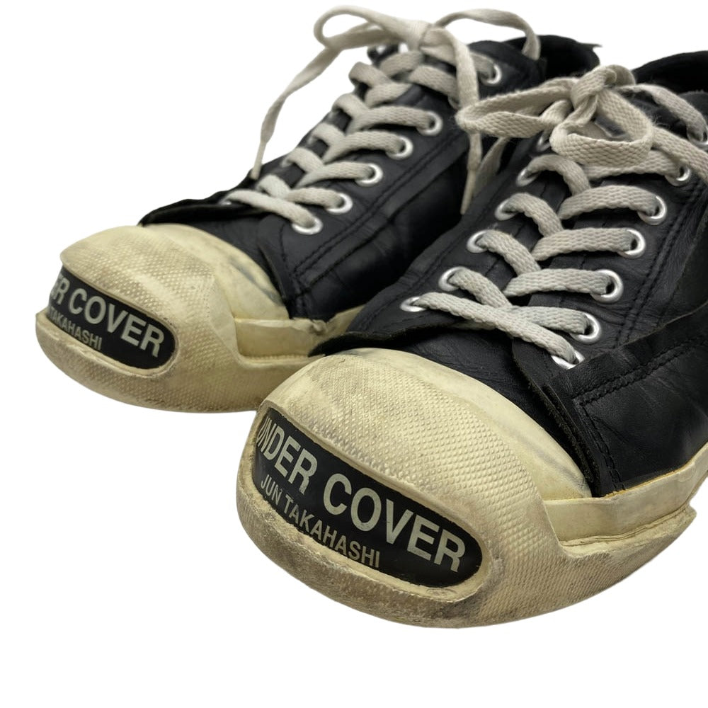 UNDERCOVER アンダーカバー 14AW N9F01 25周年 復刻 TOE LOGO LEATHER SNEAKERS トゥロゴ ローカット レザー スニーカー ブラック系 M【中古】