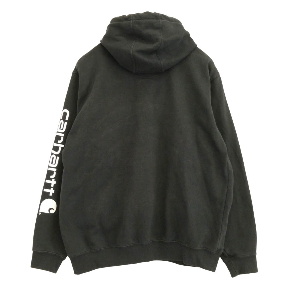 Carhartt カーハート K288-BLK MIDWEIGHT LOGO SLEEVE GRAPHIC ORIGINAL FIT アーム ロゴ スウェット パーカー フーディ ブラック系 L【中古】